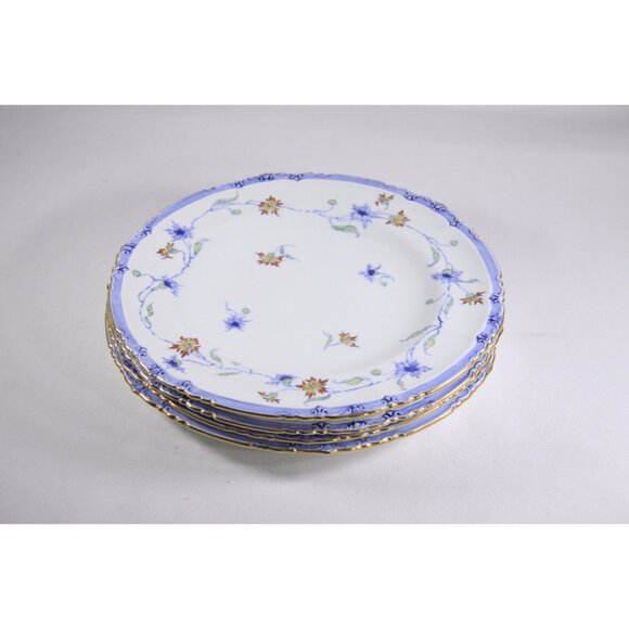 Vintage SET of 4 Royal Crown Derby classic dinner plates, 1921 - 1940 white blue - Picture 4 of 10